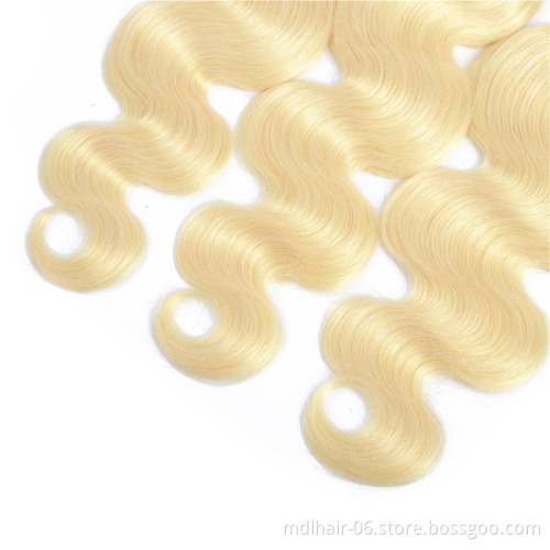 Wholesale Blonde 613 Hair Bundles Pre Colored Cuticle Aligned Virgin Donor 613 Blonde Raw Indian Human Hair Extension Body Wave